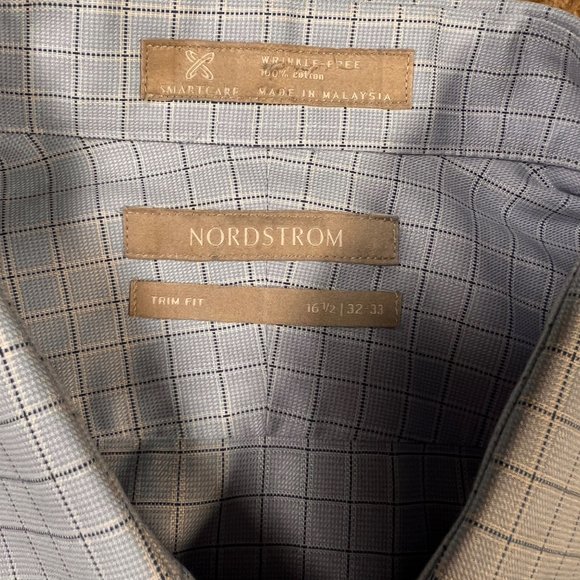 Nordstrom's Shirt Men's Long Sleeve Casual Button Up Checkered Collared Blue Lg - Picture 2 of 11